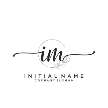 IM Başlangıç el yazısı logosu tasarımı. Moda, fotoğrafçılık, düğün, güzellik, iş dünyası logosu.