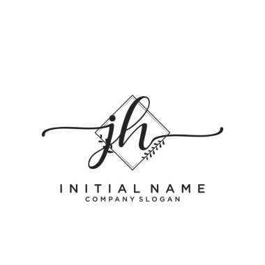JH İlk El yazısı Logosu Tasarımı. Moda, fotoğrafçılık, düğün, güzellik, iş dünyası logosu.