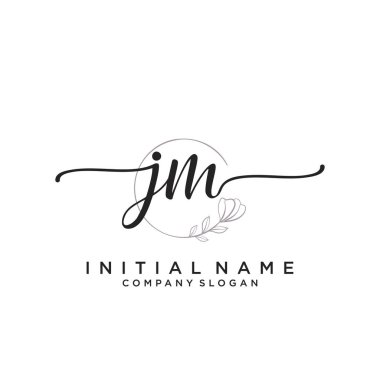 JM İlk El yazısı Logosu Tasarımı. Moda, fotoğrafçılık, düğün, güzellik, iş dünyası logosu.