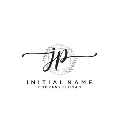 JP İlk El yazısı Logosu Tasarımı. Moda, fotoğrafçılık, düğün, güzellik, iş dünyası logosu.