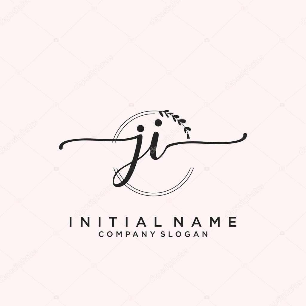 JI Initial handwriting logo design. Logo for fashion,photography, wedding, beauty, business company.