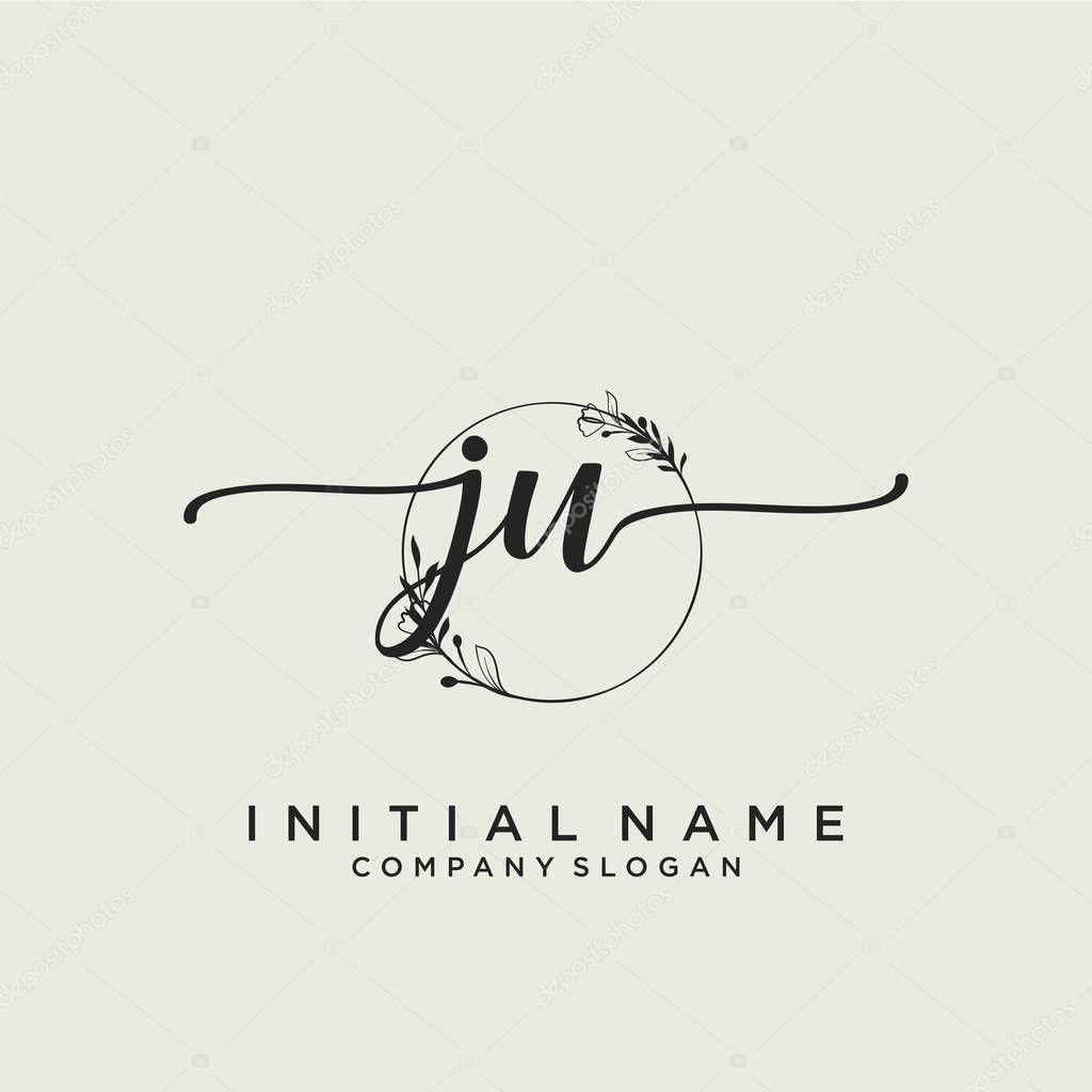 JU Initial handwriting logo design. Logo for fashion,photography, wedding, beauty, business company.