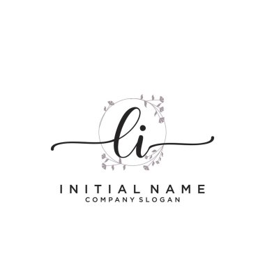 Li Başlangıç el yazısı logosu tasarımı. Moda, fotoğrafçılık, düğün, güzellik, iş dünyası logosu.