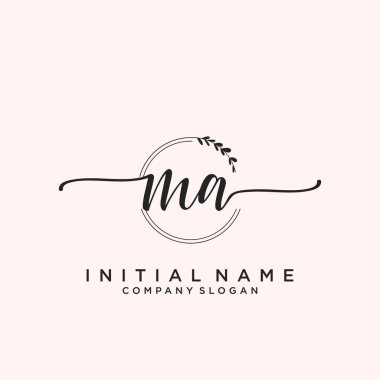 MA ilk el yazısı logosu tasarımı. Moda, fotoğrafçılık, düğün, güzellik, iş dünyası logosu.