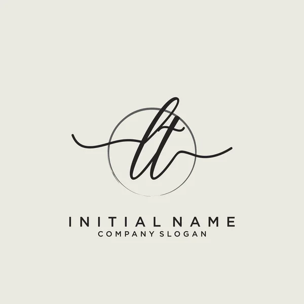 Initial Handwriting Logo Circle Template — Stock Vector