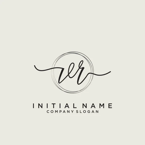 Initial Handwriting Logo Circle Template — Stock Vector