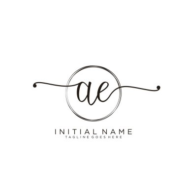 Çember şablon vektörlü ilk el yazısı logosu.