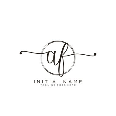Dairesel şablon vektörü olan Af Başlangıç el yazısı logosu.
