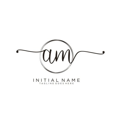 Dairesel şablon vektörlü ilk el yazısı logosuyum.