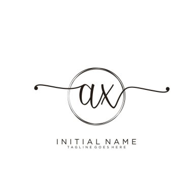 Dairesel şablon vektörlü ilk el yazısı logosu.