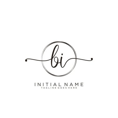 Dairesel şablon vektörlü ilk el yazısı logosu.