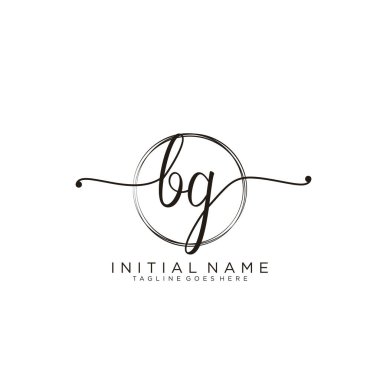 Dairesel şablon vektörlü ilk el yazısı logosu.