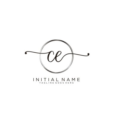 Çember şablon vektörlü ilk el yazısı logosu.