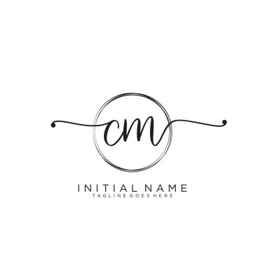 Çember şablon vektörlü ilk el yazısı logosu.