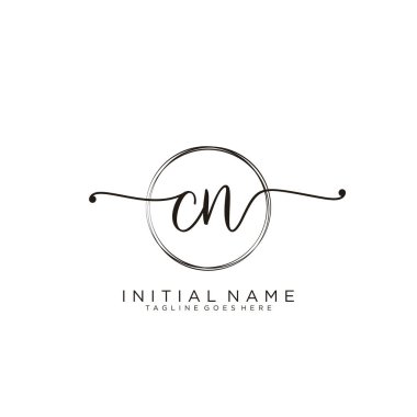 Çember şablon vektörlü ilk el yazısı logosu.