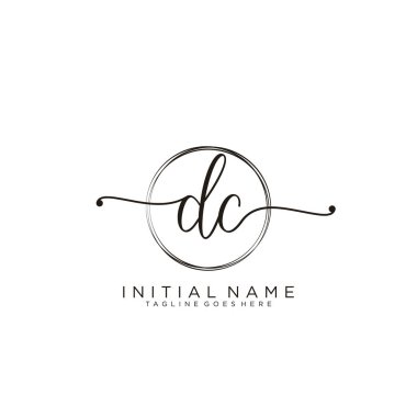 Dairesel şablon vektörlü ilk el yazısı logosu.