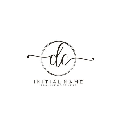 DC Initial handwriting logo with circle template vector. clipart
