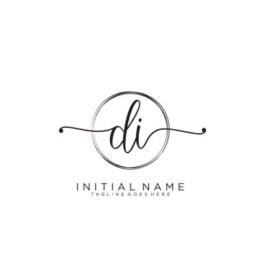 Dairesel şablon vektörlü ilk el yazısı logosu.