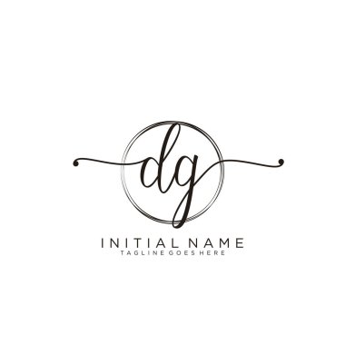 Dairesel şablon vektörlü ilk el yazısı logosu.