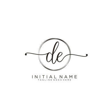 Çember şablon vektörlü ilk el yazısı logosu.