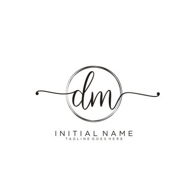 Dairesel şablon vektörlü ilk el yazısı logosu.