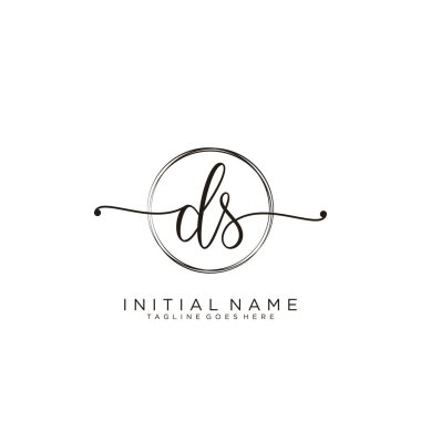 Dairesel şablon vektörlü ilk el yazısı logosu.