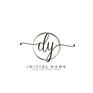 Dairesel şablon vektörlü ilk el yazısı logosu.