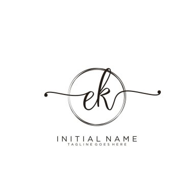 Çember şablon vektörlü ilk el yazısı logosu.