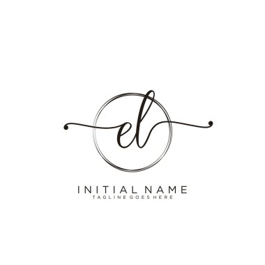 Dairesel şablon vektörlü ilk el yazısı logosu.