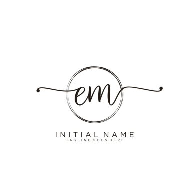 Dairesel şablon vektörlü ilk el yazısı logosu.