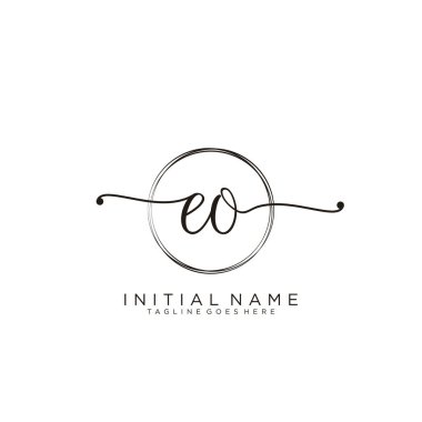 Dairesel şablon vektörlü ilk el yazısı logosu.