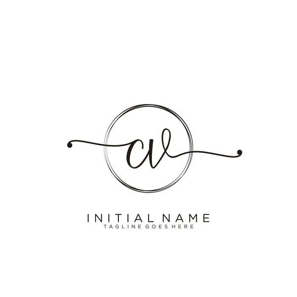 Initial Handwriting Logo Circle Template Vector — Stock Vector