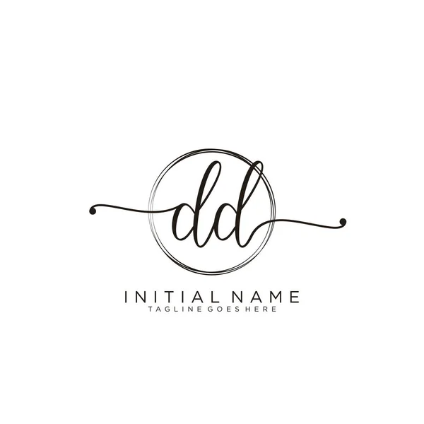 Initial Handwriting Logo Circle Template Vector — Stock Vector