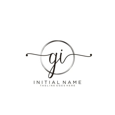 Dairesel şablon vektörlü ilk el yazısı logosu.