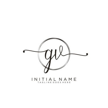 Dairesel şablon vektörlü ilk el yazısı logosu.