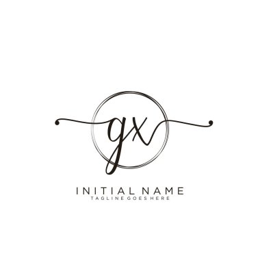 Dairesel şablon vektörlü Gx İlk el yazısı logosu.