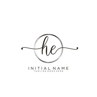 Dairesel şablon vektörlü ilk el yazısı logosu.