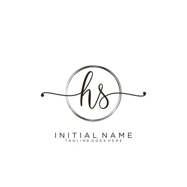 Çember şablon vektörlü ilk el yazısı logosu.