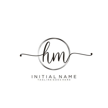 Dairesel şablon vektörlü ilk el yazısı logosu.