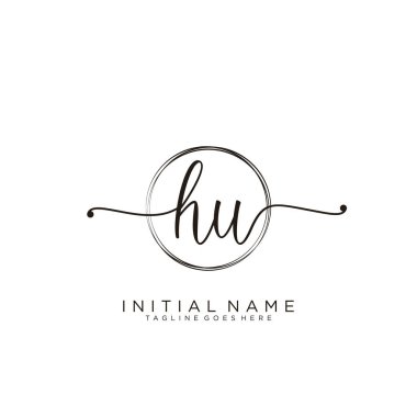 Dairesel şablon vektörlü ilk el yazısı logosu.