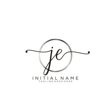 Dairesel şablon vektörlü ilk el yazısı logosu.