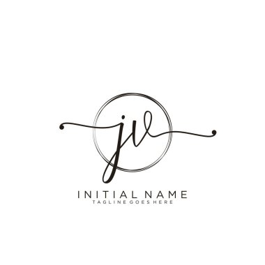 Dairesel şablon vektörlü ilk el yazısı logosu.