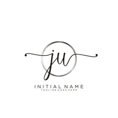 Çember şablon vektörlü ilk el yazısı logosu.