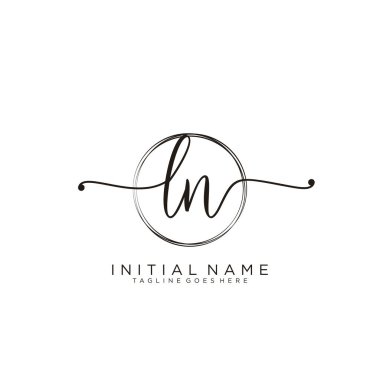 Dairesel şablon vektörlü ilk el yazısı logosu.