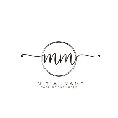 Dairesel şablon vektörlü ilk el yazısı logosu.