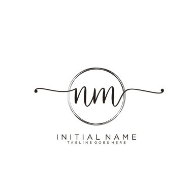 Dairesel şablon vektörlü ilk el yazısı logosu.