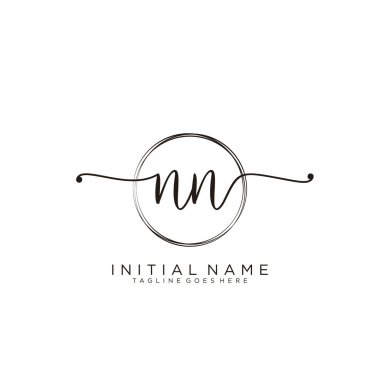 Çember şablon vektörlü ilk el yazısı logosu.