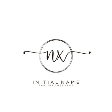 Dairesel şablon vektörlü ilk el yazısı logosu.