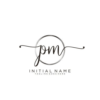 Çember şablon vektörlü ilk el yazısı logosu.