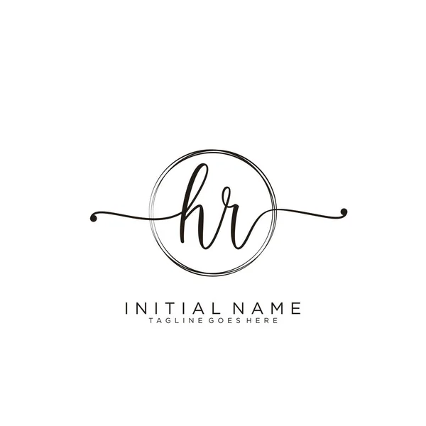 HR Initial handwriting logo with circle template vector.